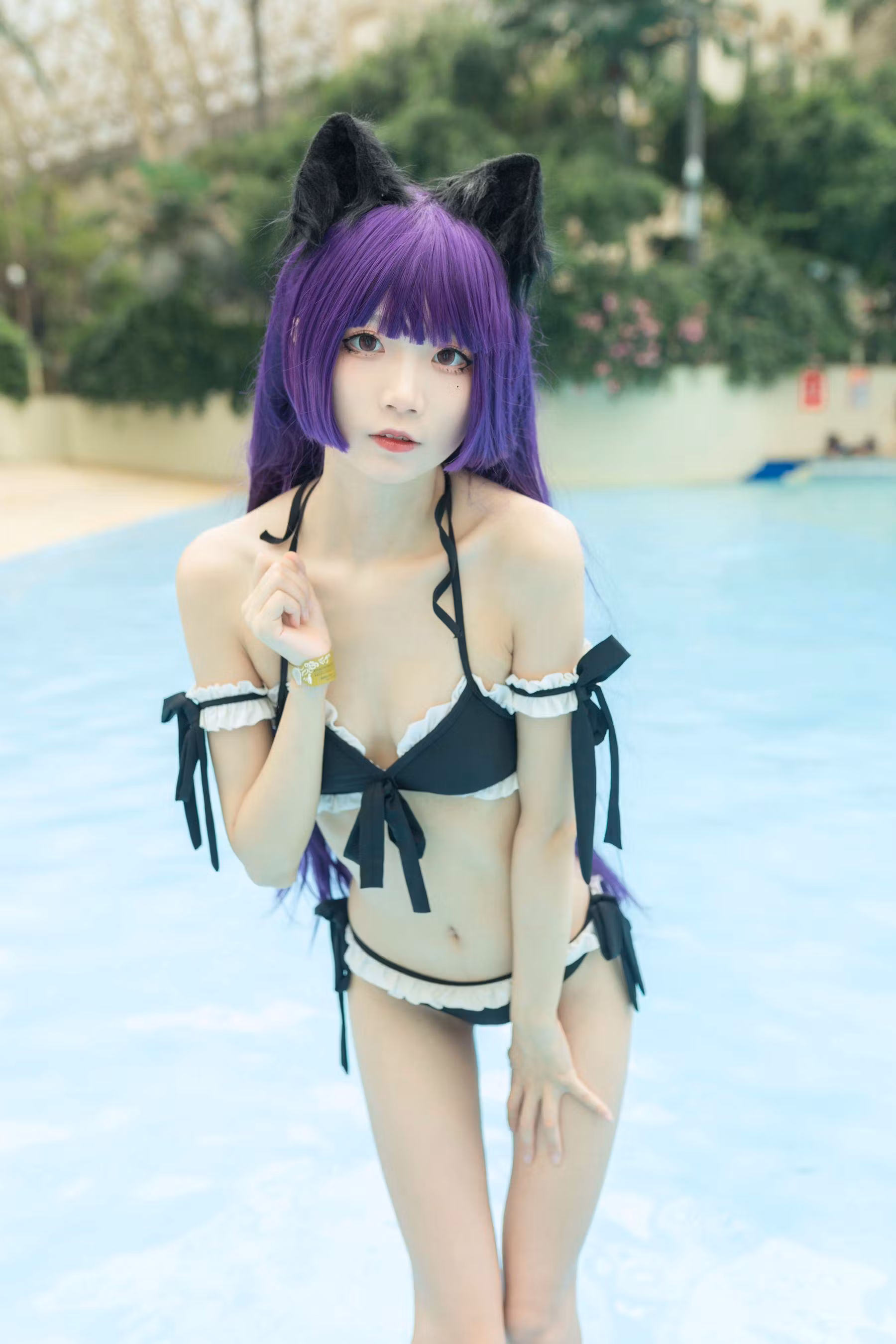 [网红COSER写真] 清纯少女五更百鬼 – 黑猫泳装