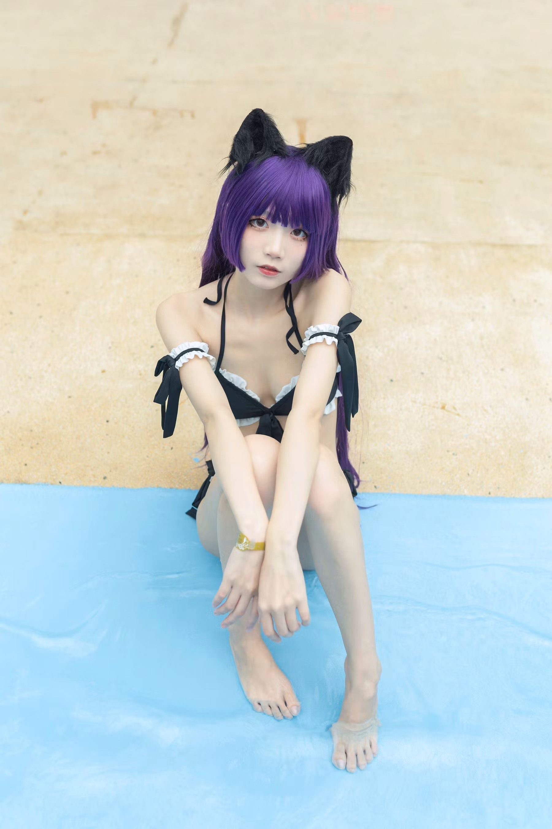 [网红COSER写真] 清纯少女五更百鬼 - 黑猫泳装 清纯美女-第3张