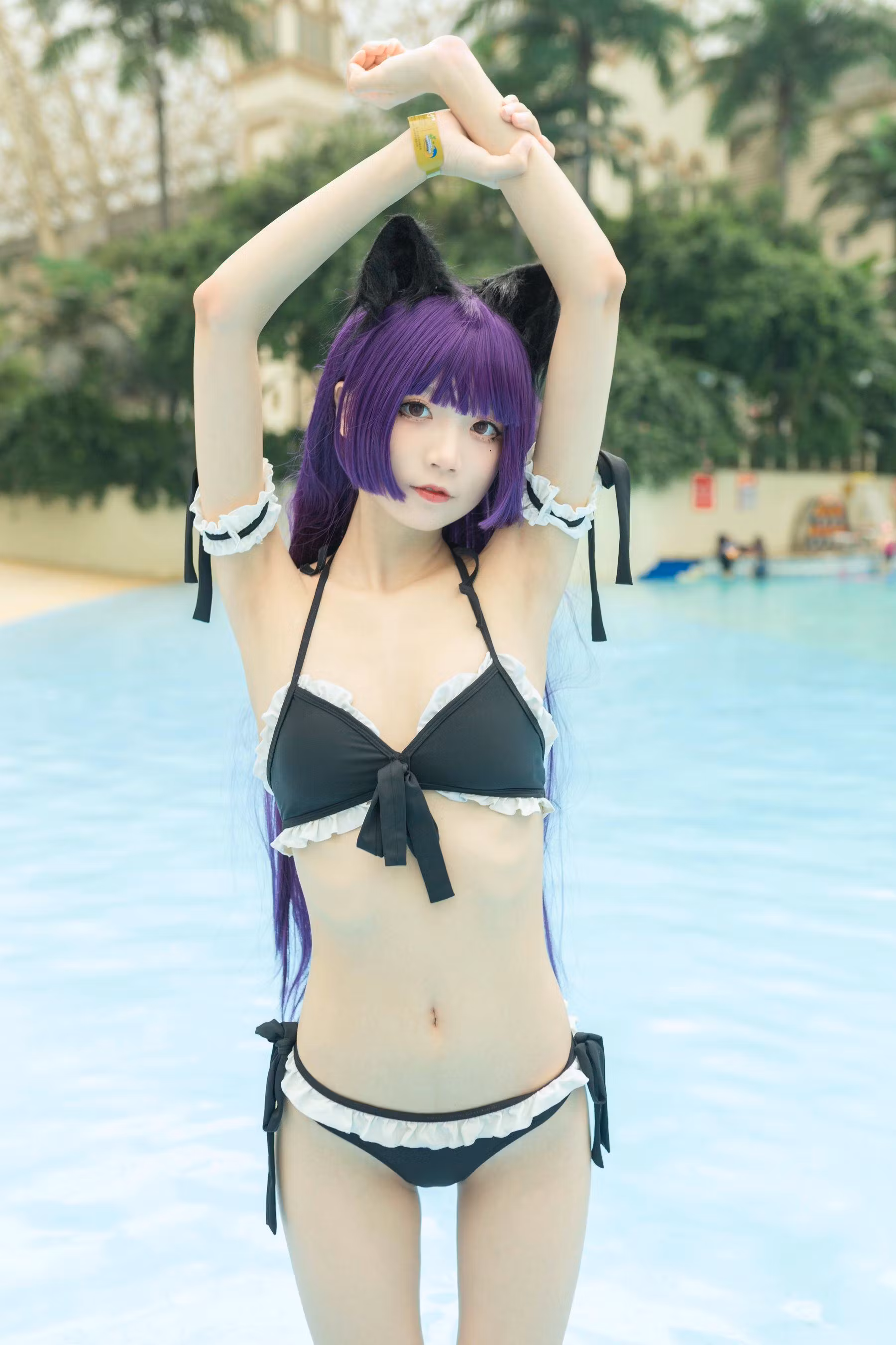 [网红COSER写真] 清纯少女五更百鬼 - 黑猫泳装 清纯美女-第5张